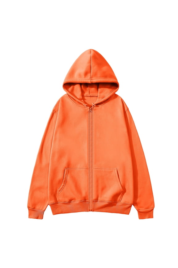 Zip Up Hoodie Men Oversized Fleece Lined Jackets Soft Long Sleeve Sweatshirt Leisure Workout Soild Color Coat Pocket