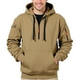 thumbnail image 1 of Zip Up Hoodie,Men Quarter Zip Hoodie Casual Outdoor Sports Lightweight Comfortable Multiple Pockets for Athletic Wear,Men Hoodies,06 Khaki,S, 1 of 4