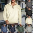 thumbnail image 1 of Zip Up Hoodie Men Quarter Zip Hoodie Stand Collar Lined Long Sleeve Pullover Mens Sweatshirts Black L, 1 of 7
