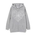 thumbnail image 1 of Zip Up Hoodie Men Relaxed Fit Spider Web Print Long Sleeve Hoodie with Pocekt Fall Winter Streetwear Graphic Hoodies for Men, 1 of 3