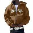 thumbnail image 1 of Zip Up Hoodie Men Versatile Letter Print Long Sleeve Hoodies Streetwear Hooded Jacket Fall Loose Graphic Hoodie, 1 of 5