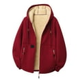 thumbnail image 1 of Zip Up Hoodie Men Warm Sherpa Fleece Lined Hooded Sweatshirt Jackets (Red L), 1 of 2