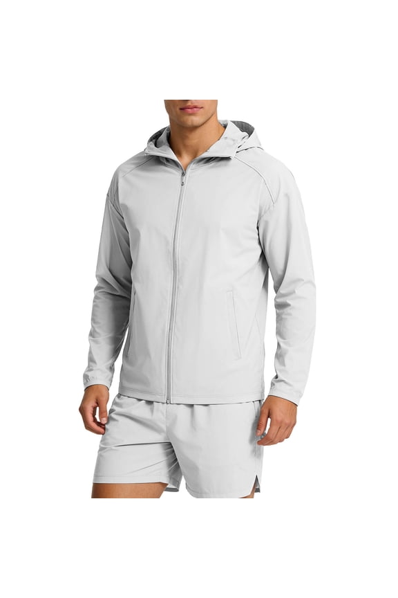 Zip Up Hoodie Pullover Men Long Sleeve with Pockets UV Sun Protection Fishing Shirt Jacket Dad Gifts