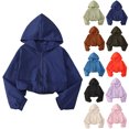 thumbnail image 1 of Zip Up Hoodie Spring/Summer Fashionable And Versatile Lightweight Hooded Girls' Solid Color Jacket Navy 5 Years, 1 of 9