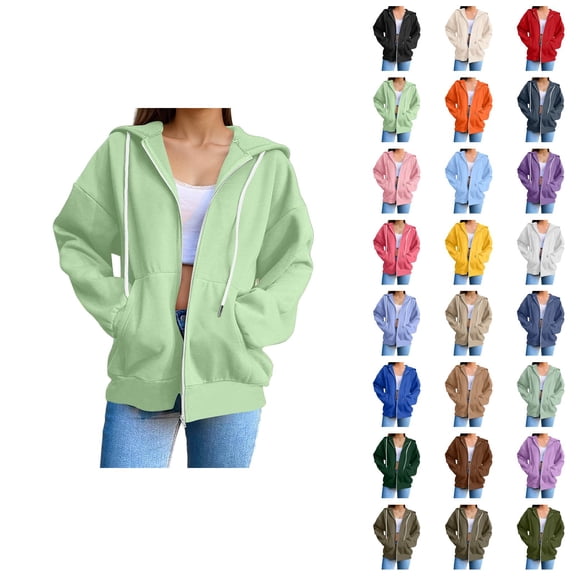 Zip Up Hoodie Women 2026 Fall Winter Trendy Long Sleeve Basic Hoodie Sweatshirt with Pockets Jacket Coat Outerwear