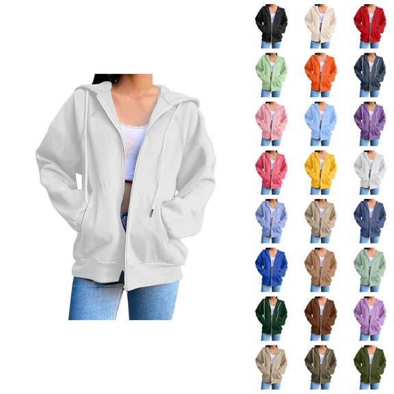 Zip Up Hoodie Women 2026 Fall Winter Trendy Long Sleeve Basic Hoodie Sweatshirt with Pockets Jacket Coat Outerwear