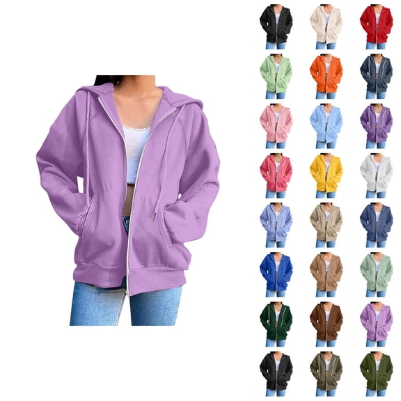 Zip Up Hoodie Women 2026 Fall Winter Trendy Long Sleeve Basic Hoodie Sweatshirt with Pockets Jacket Coat Outerwear