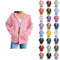 thumbnail image 1 of Zip Up Hoodie Women 2026 Fall Winter Trendy Long Sleeve Plain Hoodie Sweatshirt Jacket Coat Outerwear with Pockets, 1 of 7