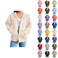 thumbnail image 1 of Zip Up Hoodie Women 2026 Fall Winter Trendy Long Sleeve Plain Hoodie Sweatshirt Jacket Coat Outerwear with Pockets, 1 of 7