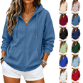 thumbnail image 1 of Zip Up Hoodie Women 2026 Long Sleeve Fall Winter Oversized Sweatshirts Zipper Oversized Cute Jackets with Pockets, 1 of 7