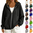 thumbnail image 1 of Zip Up Hoodie Women 2026 Y2K Casual Long Sleeve Oversized Hooded Sweatshirts Fall Winter Comfy Jackets with Pockets Black S, 1 of 6