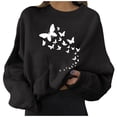 thumbnail image 1 of Zip Up Hoodie Women Fall Comfy Crew Neck Long Sleeve Blouson Cold Shoulder Butterfly Print Polyester Hoodies Sweatshirts(Black,XL), 1 of 4