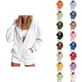 thumbnail image 1 of Zip Up Hoodie Women Fall Winter Long Raglan Sleeve Loose Plain Hooded Sweatshirt with Pockets Casual Jacket Outerwear, 1 of 8