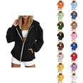 thumbnail image 1 of Zip Up Hoodie Women Fall Winter Long Raglan Sleeve Loose Plain Hooded Sweatshirt with Pockets Casual Jacket Outerwear, 1 of 9
