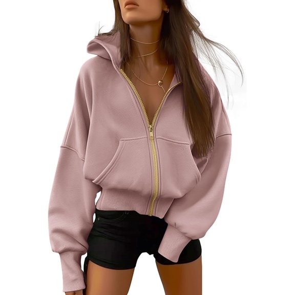 Zip Up Hoodie Women Long Sleeve Fall Fashion Sweatshirt Y2K Hooded Jacket 2025 Trendy Winter Clothes