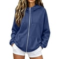 thumbnail image 1 of Zip Up Hoodie Women Long Sleeve Fall Winter Oversized Sweatshirts Zipper Oversized Cute Jackets with Pockets, 1 of 5