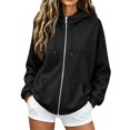 thumbnail image 1 of Zip Up Hoodie Women Long Sleeve Fall Winter Oversized Sweatshirts Zipper Oversized Cute Jackets with Pockets, 1 of 5