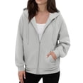 thumbnail image 1 of Zip Up Hoodie Women Long Sleeve Plus Size Plain Hooded Sweatshirts Fall Winter Trendy Casual Jacket with Pockets Shirts(Gray,L), 1 of 6
