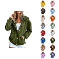 thumbnail image 1 of Zip Up Hoodie Women Long Sleeve Zipper and Snap Button Closure Loose Hooded Sweatshirt with Pockets Fall Casual Jacket, 1 of 7