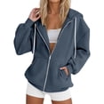 thumbnail image 1 of Zip Up Hoodie Women Oversized Fleece Jacket Drawstring Cute Hoodies Y2k Lightweight Fall Sweatshirts with Pockets, 1 of 8