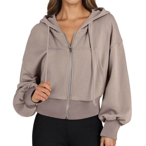Zip Up Hoodie Women Quarter Zip Sporty Athleisure A Short Long Sleeved Hooded Sweatshirt With High Pockets And Full Zippers For Women