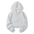 thumbnail image 1 of Zip Up Hoodie Women Winter Slim Fitted Hooded Long Sleeve Bell One Shoulder Drawstring Solid Color Leisure Polyester Hoodies (White,S), 1 of 4