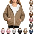 thumbnail image 1 of Zip Up Hoodie for Girls Long Sleeve Sweatshirt Leopard Print Hooded Jacket Front Pockets Trendy Fall Winter Casual Loose Fit Top, 1 of 6