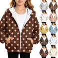 thumbnail image 1 of Zip Up Hoodie for Girls Polka Dot Print Long Sleeve Sweatshirt Hooded Jacket Front Pockets Trendy Fall Winter Casual Loose Fit Top, 1 of 6