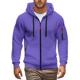 thumbnail image 1 of Zip Up Hoodie for Men Fall Lightweight Tapered Long Sleeve Hooded Jacket with Zippered Pocket Solid Color Men's Fashion Hoodies Sweatshirts, 1 of 7