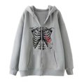 thumbnail image 1 of Zip Up Hoodie for Men Retro Skeleton Print Halloween Relaxed Fit Hoodie Long Sleeve Casual Fall Winter Laid Back Graphic Hoodies for Men, 1 of 2