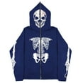 thumbnail image 1 of Zip Up Hoodie for Men Vintage Gothic Skull Print Halloween Long Sleeve Hooded Jacket with Pocket Lightweight Loose Fit Graphic Hoodies, 1 of 2