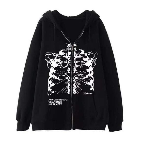 Zip Up Hoodie for Men Vintage Skeleton Print Halloween Hoodie Relaxed Fit Long Sleeve Casual Fall Winter Hoodie for Men