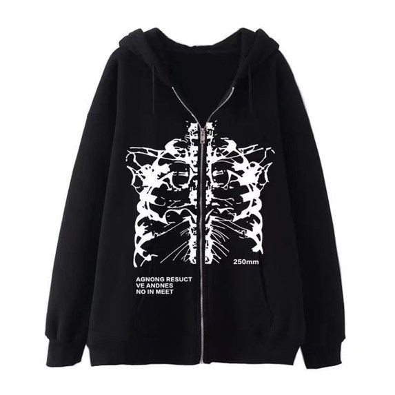 Zip Up Hoodie for Men Vintage Skeleton Print Halloween Hoodie Relaxed Fit Long Sleeve Casual Fall Winter Mens Hoodies