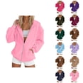 thumbnail image 1 of Zip Up Hoodie for Women 2025 Casual Fall Winter Long Sleeve Plain Hooded Sweatshirt with Pockets Jacket Coat, 1 of 5