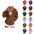 thumbnail image 1 of Zip Up Hoodie for Women 2025 Casual Fall Winter Long Sleeve Plain Hooded Sweatshirt with Pockets Jacket Coat, 1 of 5