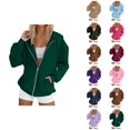thumbnail image 1 of Zip Up Hoodie for Women 2025 Fall Winter Long Sleeve Zipper Hooded Sweatshirt with Pockets Jacket Coat Outerwear, 1 of 1