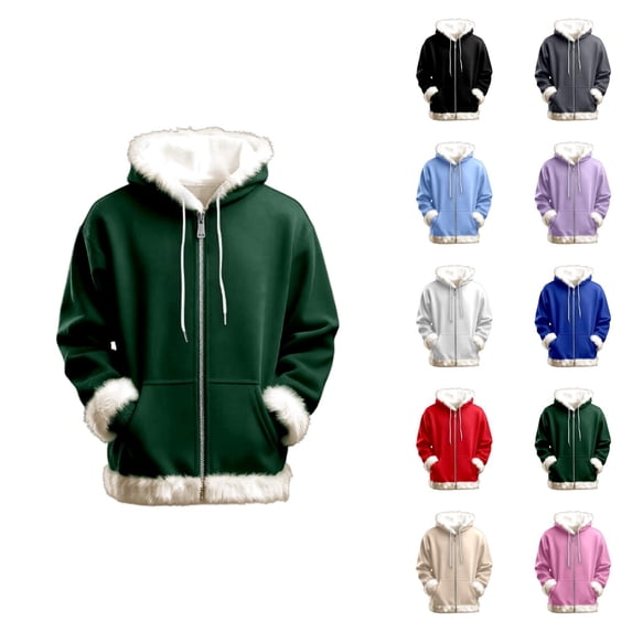 Zip Up Hoodie for Women 2025 Fashion Long Sleeve Fur Trim Plain Hooded Sweatshirt with Pockets Jacket Coat