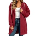 thumbnail image 1 of Zip Up Hoodie for Women Oversized Long Sleeve Sweatshirt Casual Fall Winter 2026 Track Jacket with Pocket, 1 of 5