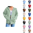 thumbnail image 1 of Zip Up Hoodie for Women with Pockets Long Sleeve Basic Full Zipper Hooded Sweatshirt Coat Outerwear, 1 of 7