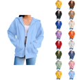 thumbnail image 1 of Zip Up Hoodie for Women with Pockets Long Sleeve Basic Full Zipper Sweatshirt Cardigan Coat, 1 of 7