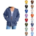 thumbnail image 1 of Zip Up Hoodie for Women with Pockets Long Sleeve Basic Full Zipper Sweatshirt Cardigan Coat, 1 of 7