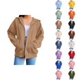 thumbnail image 1 of Zip Up Hoodie for Women with Pockets Long Sleeve Basic Zip Up Hooded Sweatshirt Coat Outerwear, 1 of 7