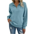 thumbnail image 1 of Zip Up Hoodie for Womens Plus Size Fshion Solid Color Fall Sweatshirt Casual Long Sleeve Half Zip Pullover Lightweight Sweatshirts Tops, 1 of 9