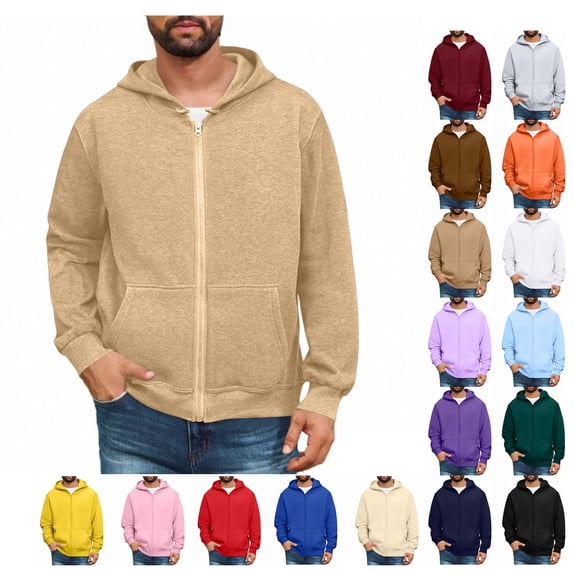 Zip Up Hoodies For Men Big And Tall Fleece Sweatshirts Lightweight Winter Jackets Casual Pullover Hoodie With Pocket