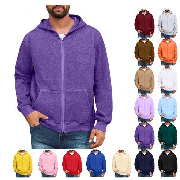 Zip Up Hoodies For Men Big And Tall Fleece Sweatshirts Lightweight Winter Jackets Casual Pullover Hoodie With Pocket