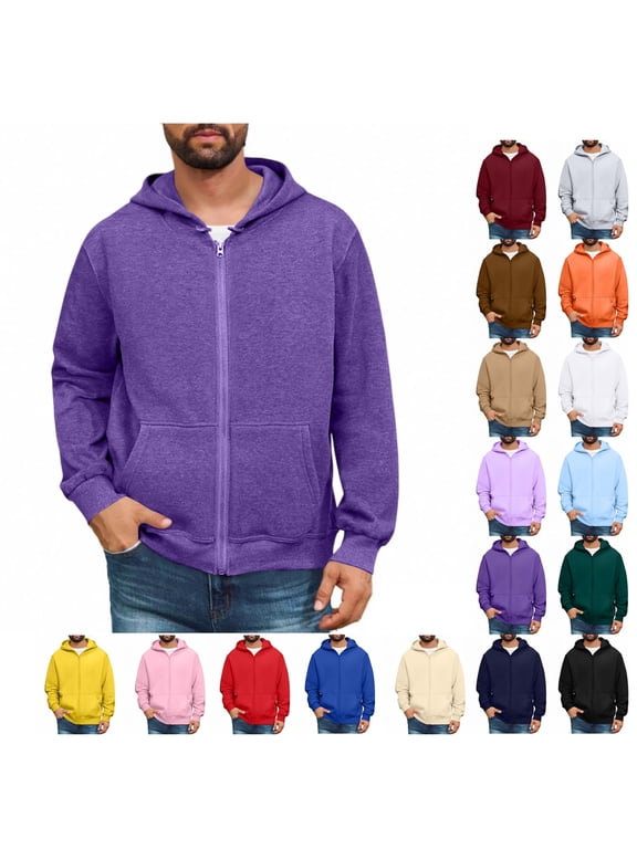Zip Up Hoodies For Men Big And Tall Fleece Sweatshirts Lightweight Winter Jackets Casual Pullover Hoodie With Pocket