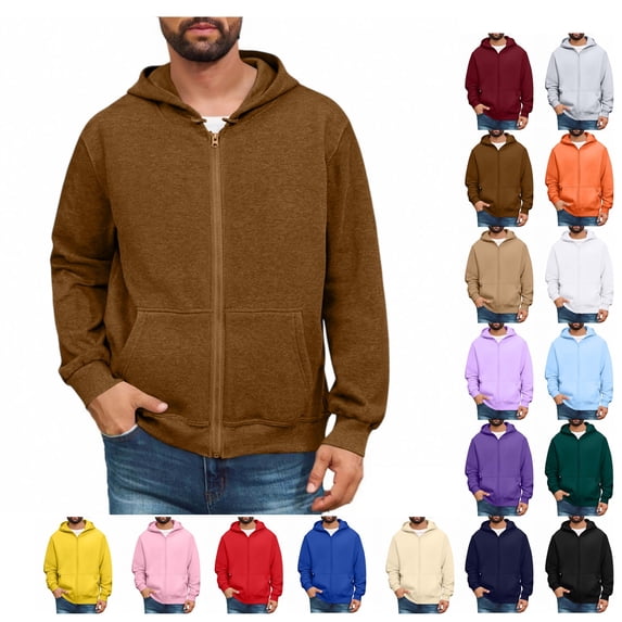 Zip Up Hoodies For Men Big And Tall Fleece Sweatshirts Lightweight Winter Jackets Casual Pullover Hoodie With Pocket