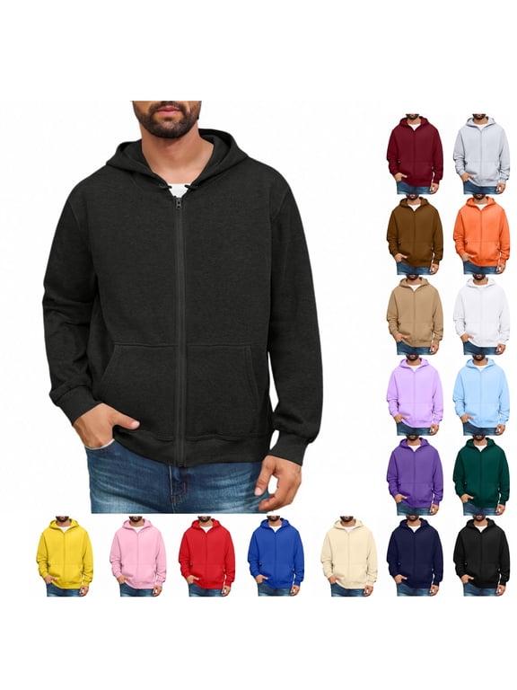 Zip Up Hoodies For Men Big And Tall Fleece Sweatshirts Lightweight Winter Jackets Casual Pullover Hoodie With Pocket