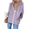 thumbnail image 1 of Zip Up Hoodies For Women Casual Hooded Slim Zipper Fleece Sweater Coat Up to 65% off, 1 of 5