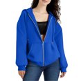 thumbnail image 1 of Zip Up Hoodies For Women Cropped Sweatshirts Fall Fashion Outfits 2025 Y2k Fleece Teen Girls Clothes 11-Royal Blue XXXL, 1 of 5